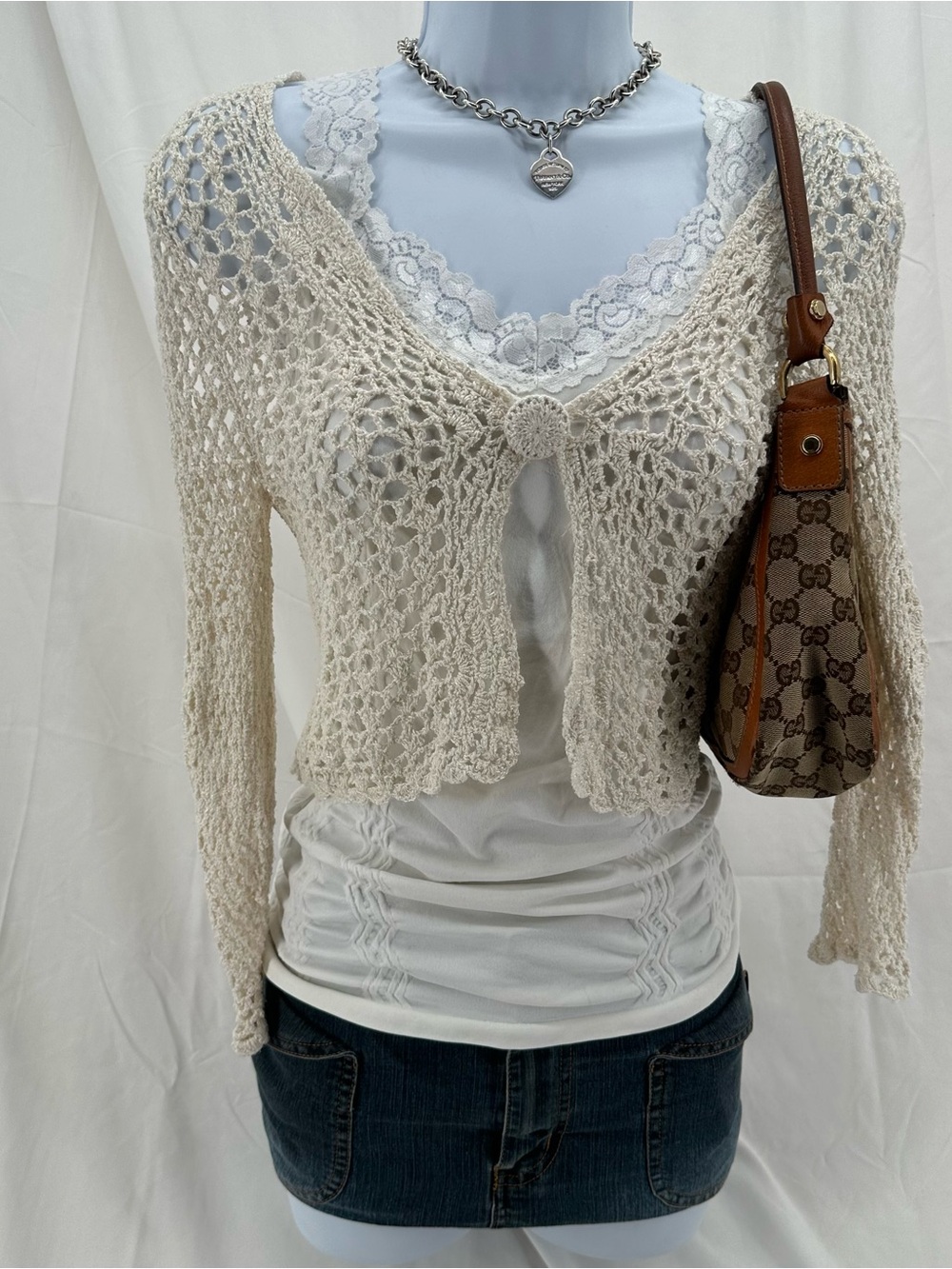 Boho Y2K Guess Jeans Crochet Beachy Cardigan